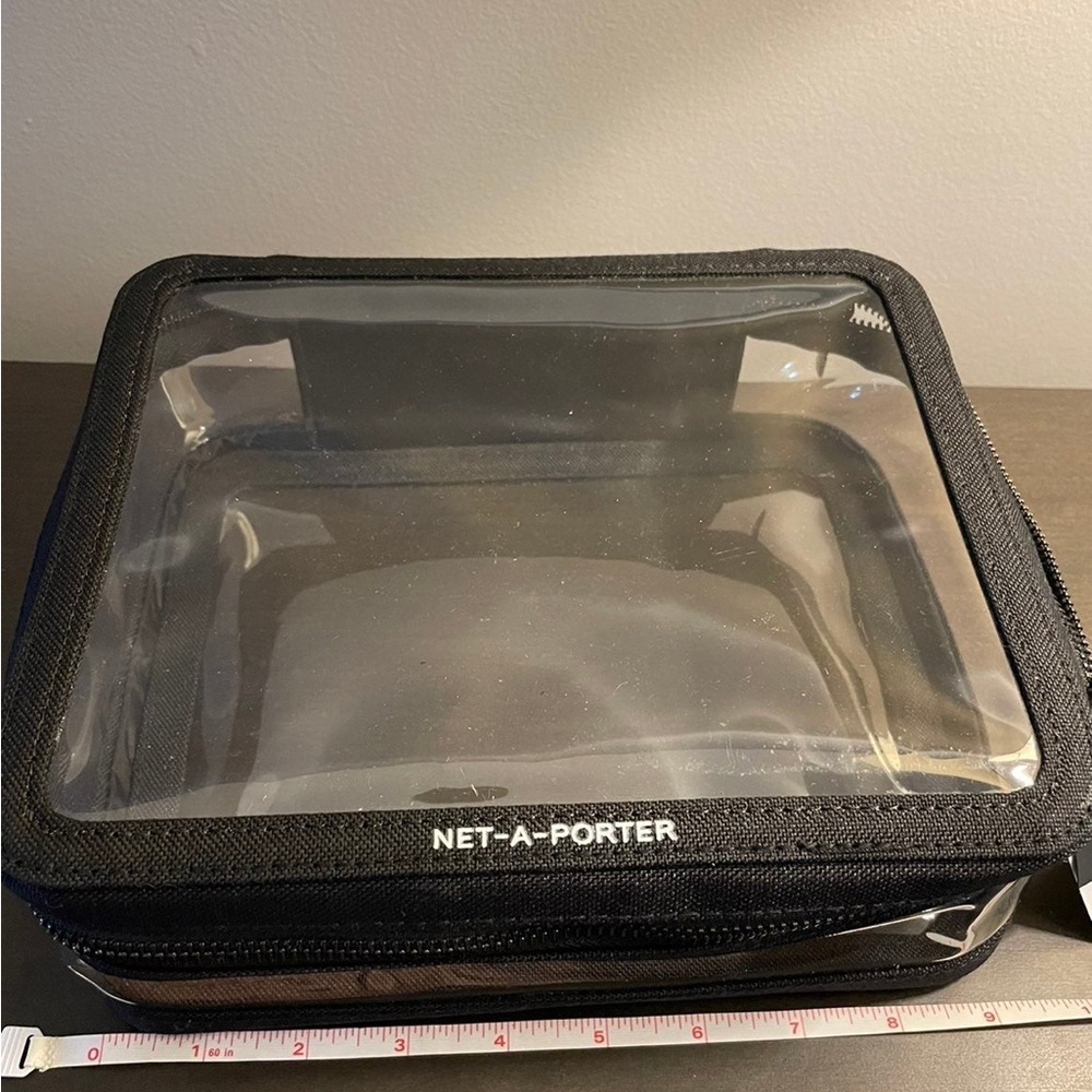 Net a Porter Clear Black Zippered Makeup Skincare Packing Tote 9x7x3 NWT